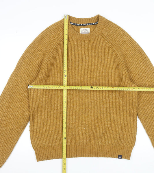 Fat Face Men's Brown Chunky Knit Crew Neck Wool Blend Jumper Size L