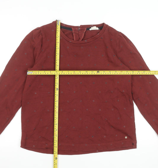 Fat Face Womens Red Polka Dot Long Sleeve Pullover Sweatshirt Size 10