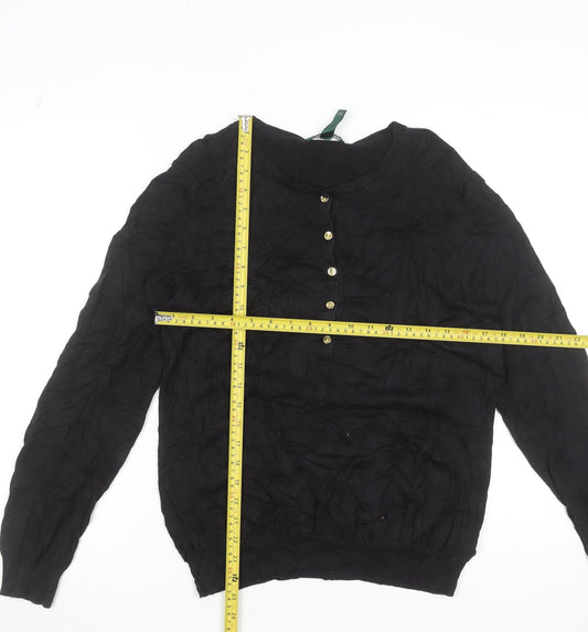 Ralph Lauren Women's Black Silk Blend Henley Jumper XL