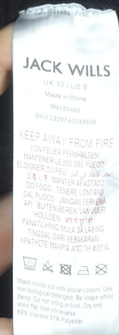 Jack Wills Women’s Black Bodycon Knit Dress Size 10 Long Sleeve Sweetheart Neck