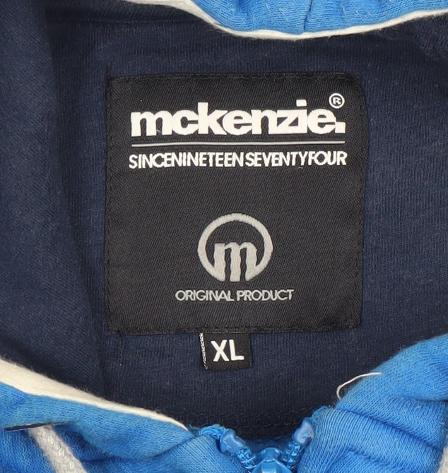McKenzie Men's Blue Striped Full Zip Hoodie XL