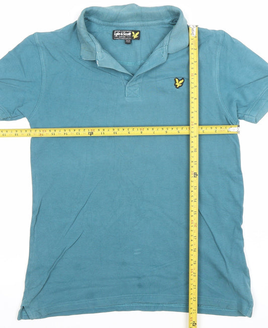 Lyle & Scott Boys Blue Cotton Polo Shirt 12-13 Years Short Sleeve Top