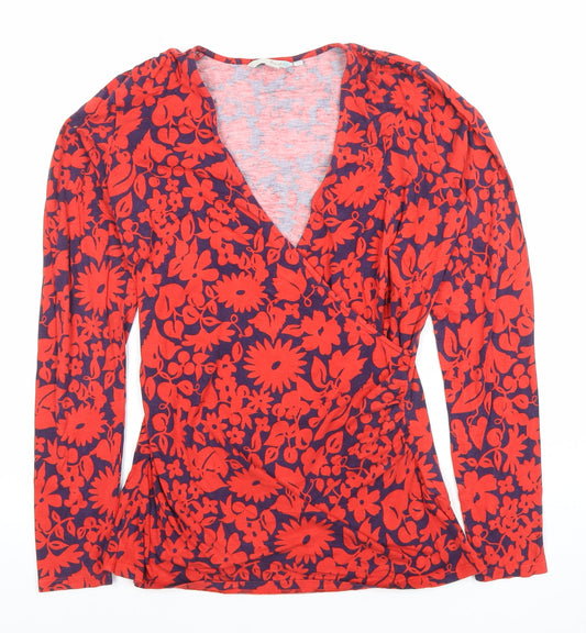 Womens UK Size 10 Boden Red Viscose Blend Blouse