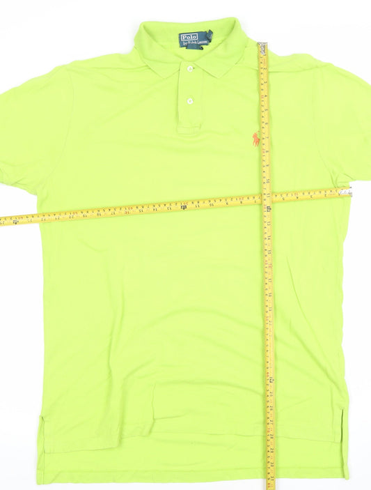 Ralph Lauren Men's Green Cotton Short Sleeve Polo Shirt L