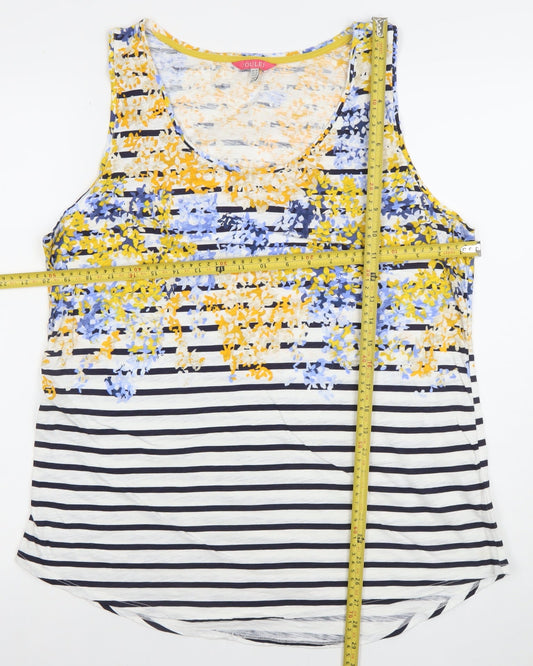 Joules Women's Multicoloured Floral Stripe Cotton Tank Top Size 16