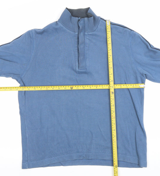 Hugo Boss Men's Blue Regular Fit Long Sleeve 1/4 Zip Polo Shirt M