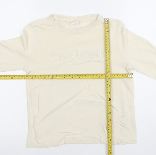 Zara Girls Ivory 'Très Adorable' Long Sleeve Cotton T-Shirt 11-12 Years