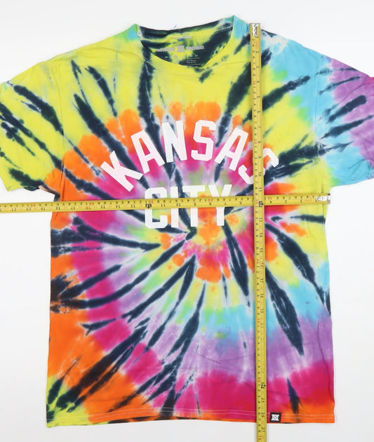 Made Mobb Men's Multicoloured Tie-Dye Kansas City Cotton Regular Fit T-Shirt Size M