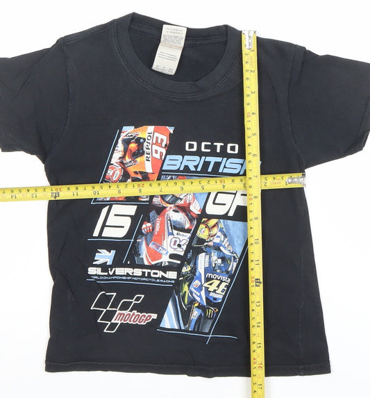 Gildan Boys Black British GP 2015 MotoGP Racing Graphic T-Shirt XS