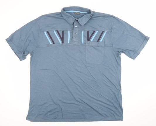 Wolsey Men's Blue 2XL Geometric Cotton Blend Polo Shirt