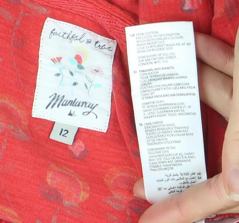 Monsoon Womens Red Floral Sleeveless Tunic Blouse Size 12