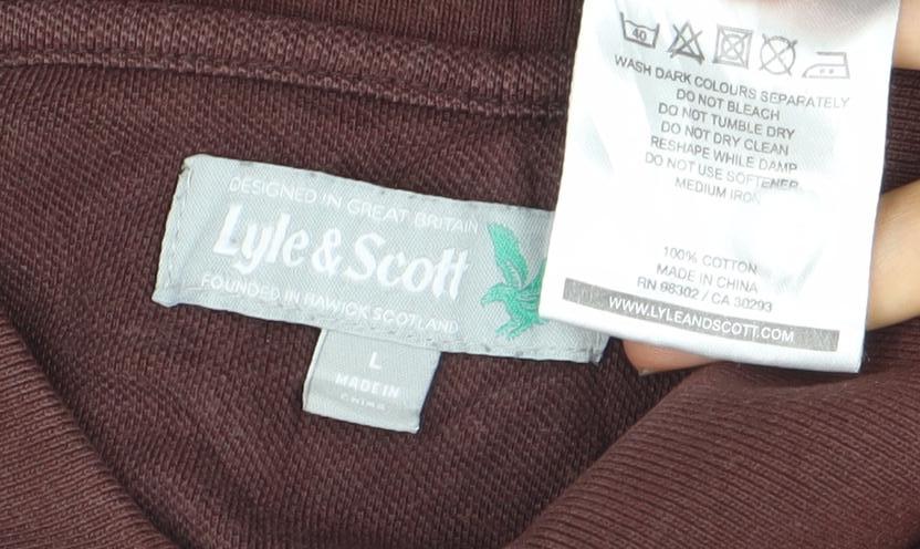 Lyle & Scott Men’s Brown Cotton Polo Shirt L Regular Fit Classic