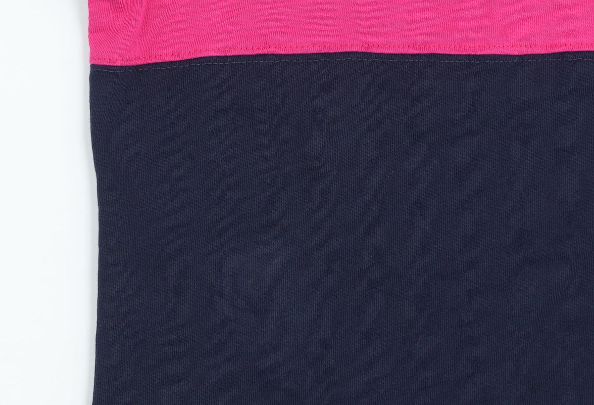 Additional view of Asics Men's Blue & Pink Colourblock Rugby Shirt, size S, Long Sleeve