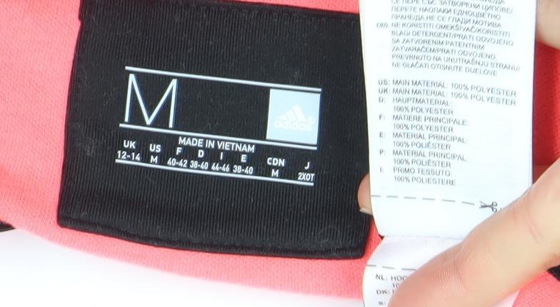 Adidas Women Pink Full Zip Hoodie Size M Polyester Hooded Sweatshirt