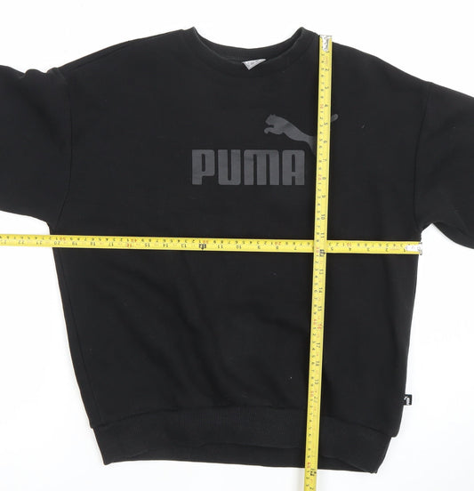 Puma Men’s Black Medium Pullover Sweatshirt Crew Neck Logo Fleece