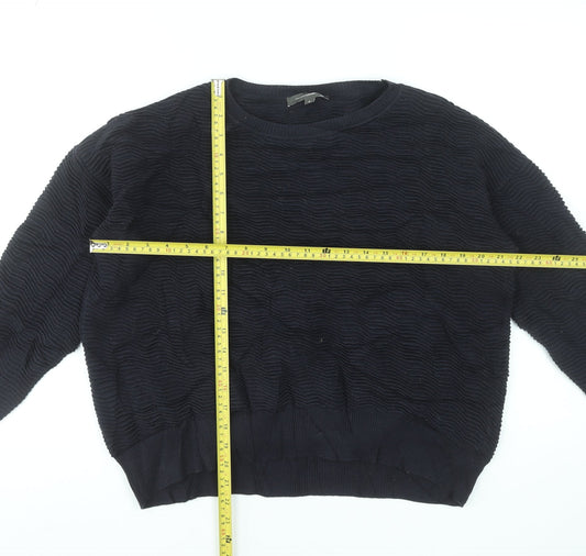 French Connection Women's Black Textured Cotton Pullover Sweatshirt Size S