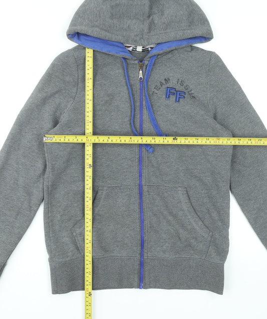 Fat Face Women Grey Full Zip Hoodie Size 12 Cotton Blend Casual