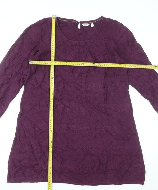 FatFace Women’s Purple Cotton Shift Dress Size 18 Long Sleeve Knit