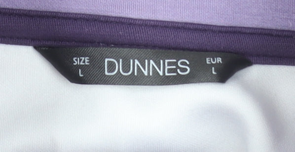 Brand and care label for Dunnes Women White & Lilac 1/2 Zip Pullover Sweatshirt, size L