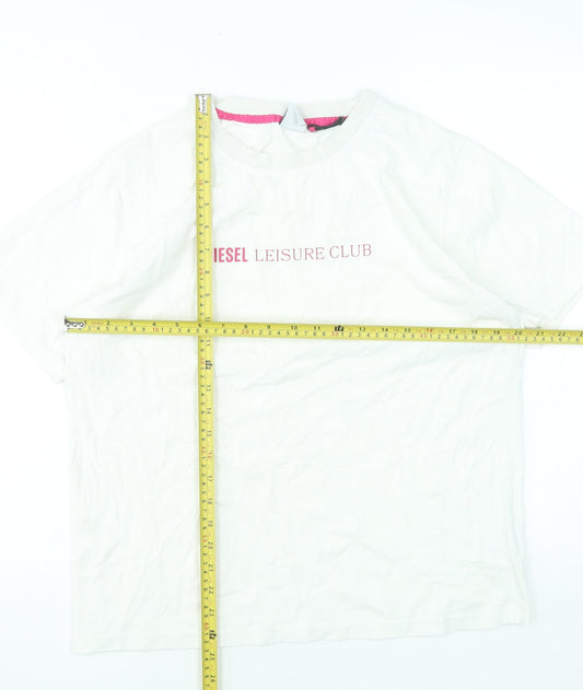 Diesel Women White Leisure Club T-Shirt L Short Sleeve Cotton