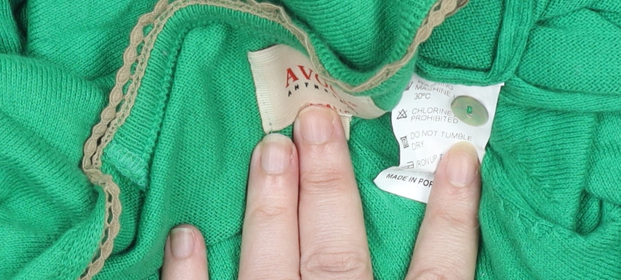 Avoca Anthology Women's Green Cotton Wrap Jumper Size M