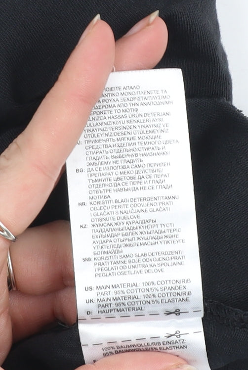 Adidas Women Black Short Sleeve Crew Neck T-Shirt UK 12 Cotton Blend