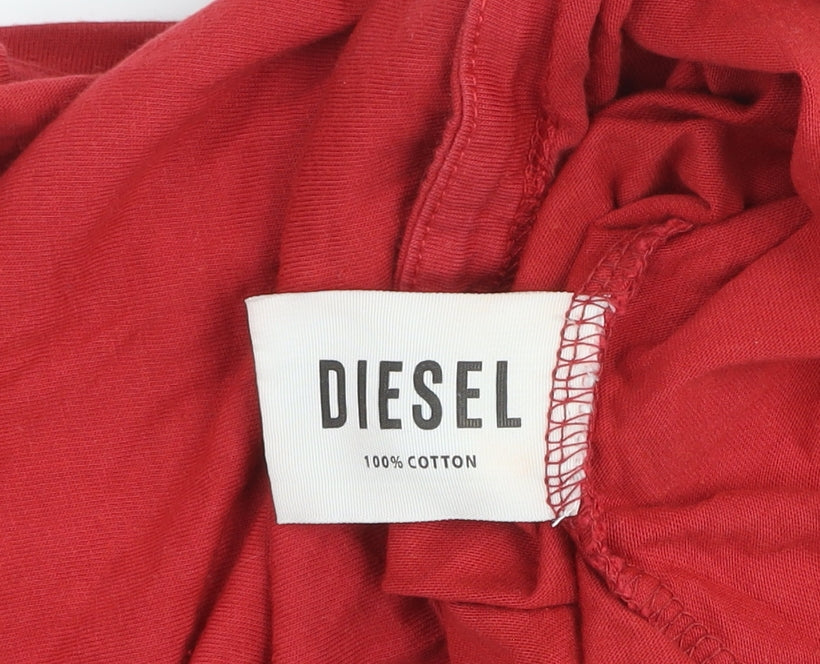 Diesel Men's Red Cotton Short Sleeve Crew Neck T-Shirt XL
