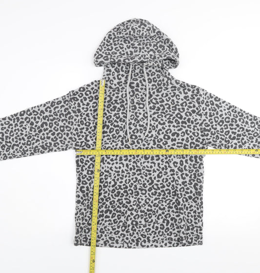 Kelly & Grace Women Grey Animal Print Pullover Hoodie Size S