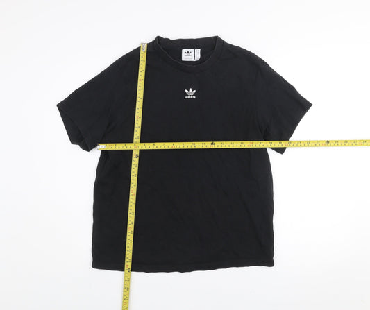 Adidas Women's Black Cotton Crew Neck Short Sleeve T-Shirt Size 10
