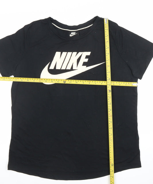 Nike Womens Black Basic Sports T-Shirt Size L Short Sleeve