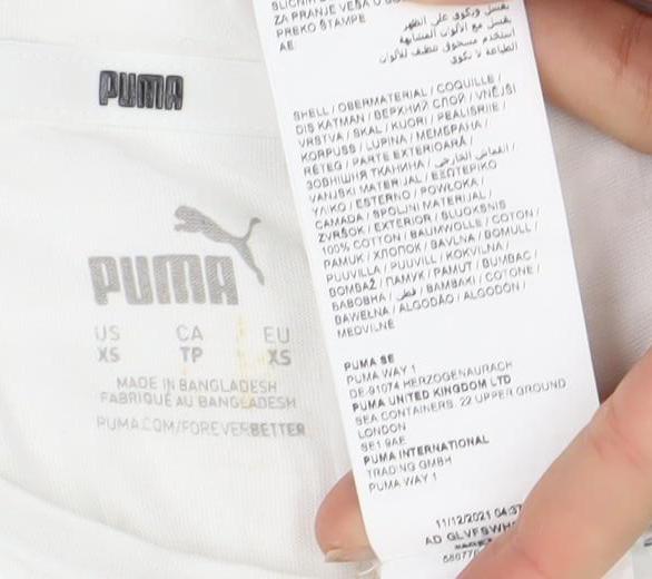 Puma Womens White XS Basic Crew Neck Short Sleeve T-Shirt
