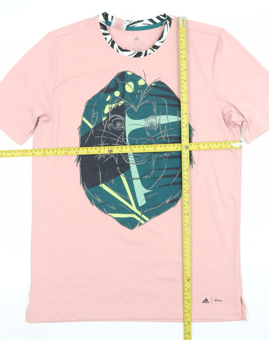 adidas Boys Pink Disney Lion King Graphic T-Shirt Size 13-14 Years