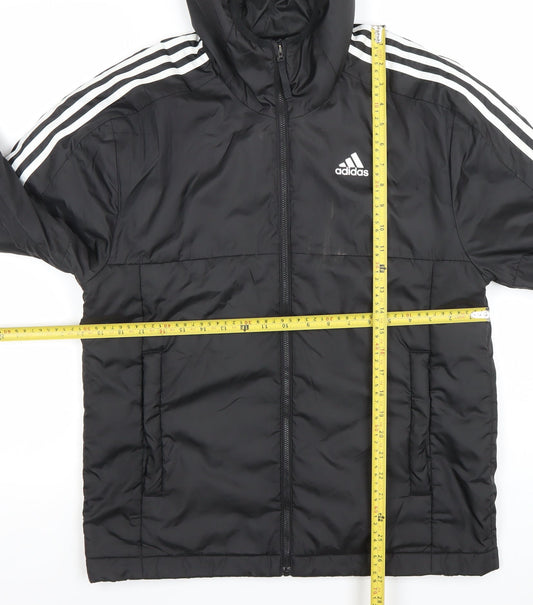 Adidas Men’s Black S Puffer Jacket Hooded Full Zip Primegreen