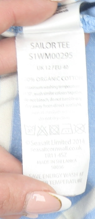 Seasalt Cornwall Women's Blue Striped Sailor T-Shirt Size 12