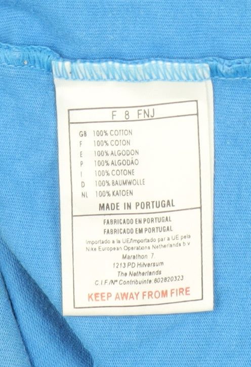 Nike Men's Blue Crew Neck Short Sleeve Cotton Sports T-Shirt Size L