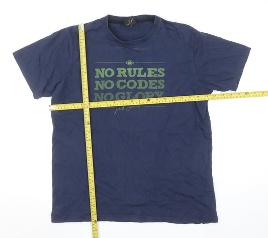Nograd Men's Blue Graphic Cotton Crew Neck T-Shirt Size S
