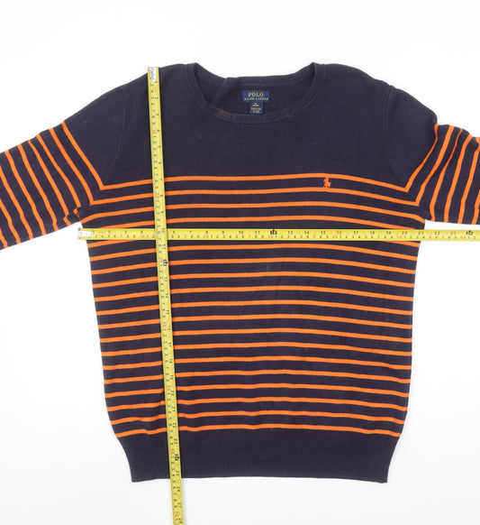 Ralph Lauren Womens Blue Orange Striped Cotton Jumper XL