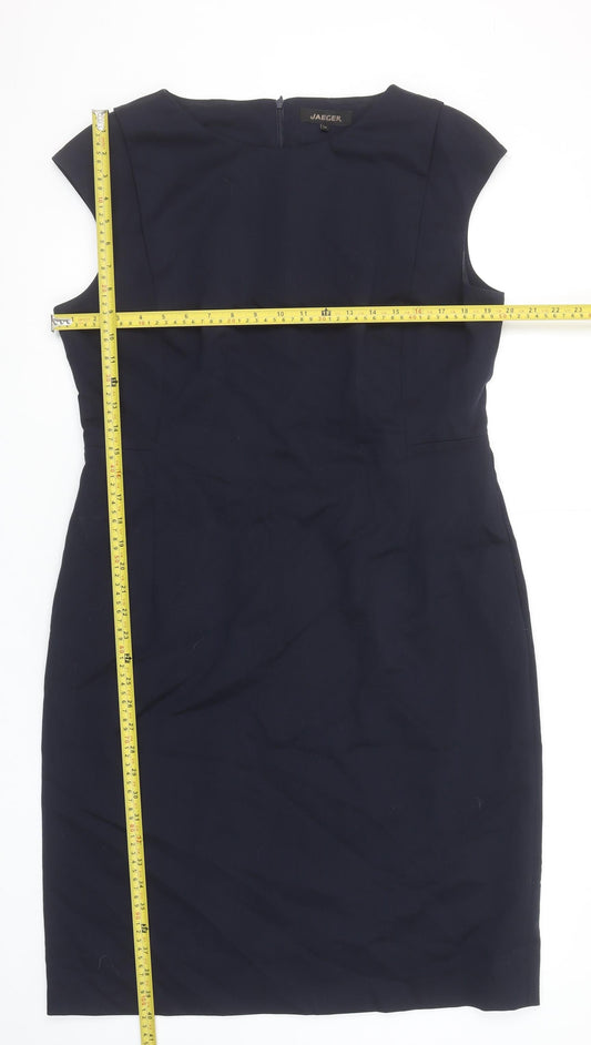 Jaeger Women Blue Sheath Knee Length Dress Size 14