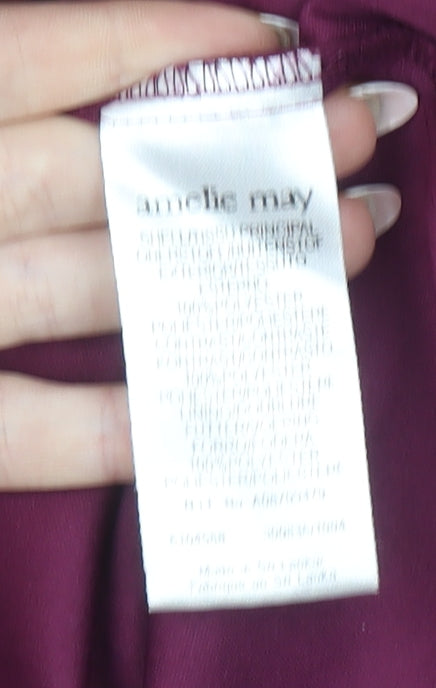 Amelie May Women Purple Size 22 Slip Midi Dress Plus