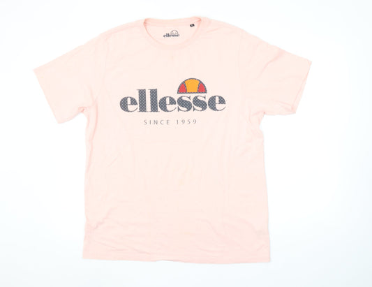 Womens UK Size L ellesse Pink 100% Cotton T-Shirt
