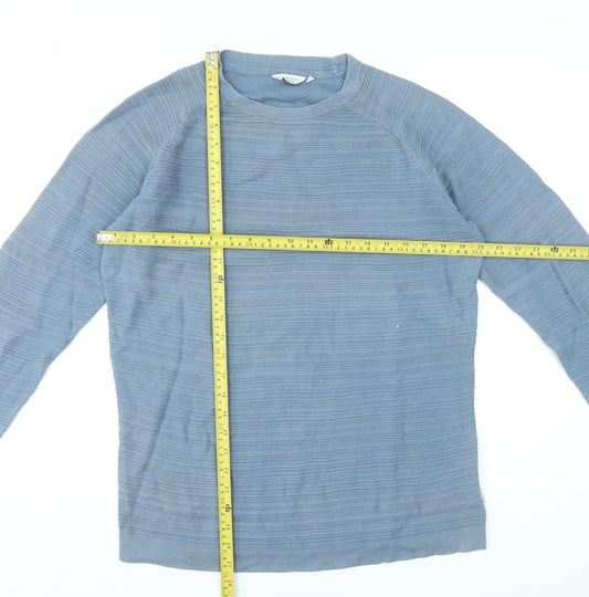 Jack & Jones Men Blue Cotton Crew Neck Pullover Jumper Size L