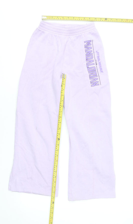 H&M Girls Lilac Star Wars Mandalorian Sweatpants 10-11 Years Cotton Blend