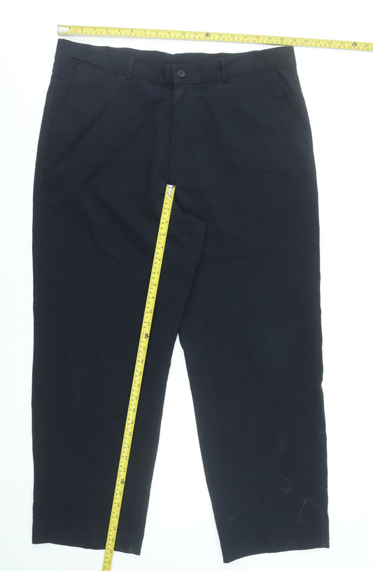 Farah Men's Black Chino Trousers 40W 29L Regular Fit Polyester