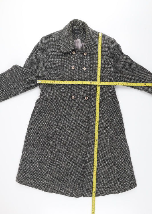 Debenhams Collection Women's Grey Wool Blend Double-Breasted Coat Size 12