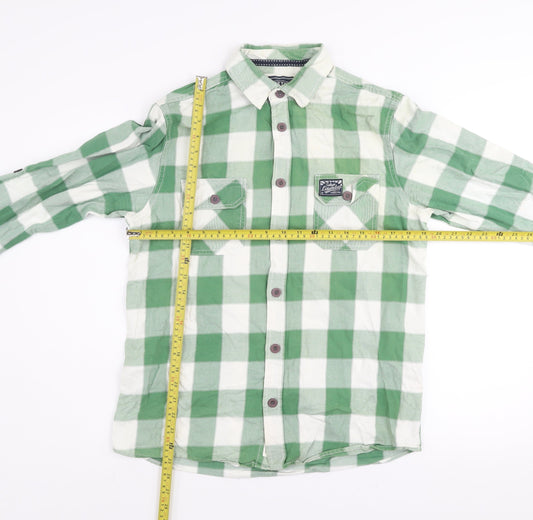 Tokyo Laundry Men's Green Checked Long Sleeve Cotton Shirt Size L