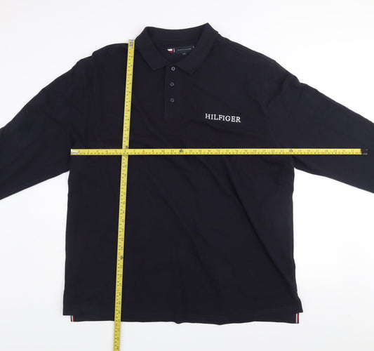 Tommy Hilfiger Men’s Blue 3XL Long Sleeve Cotton Button-Up Polo Top