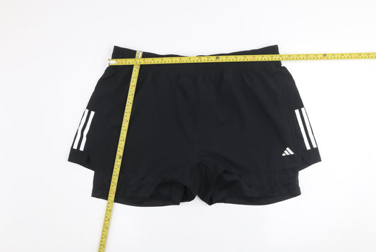 Adidas Womens Black 2XL Slim Fit OTR 2in1 Running Shorts