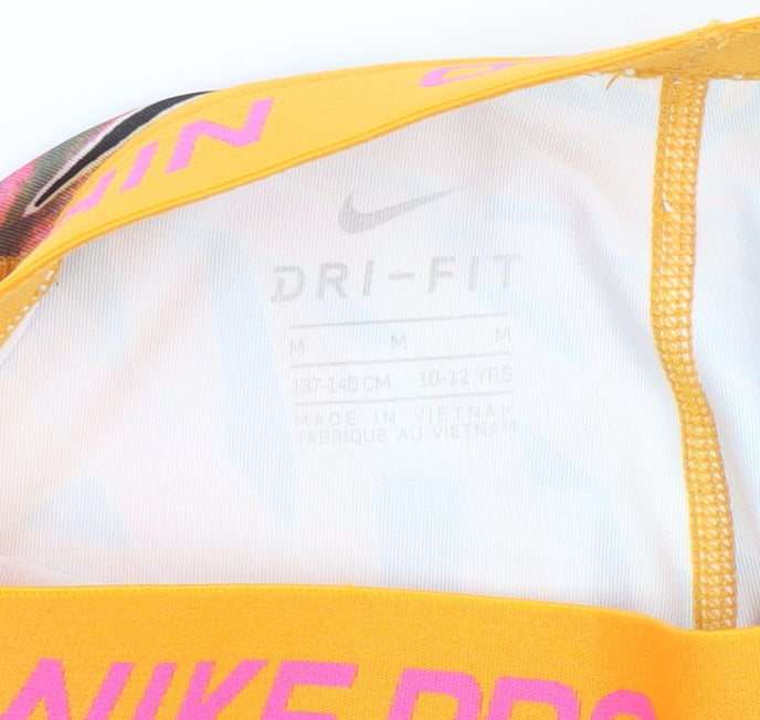Nike Girls Multicoloured Tropical Dri-FIT Cropped Activewear Leggings M 10-12 Years