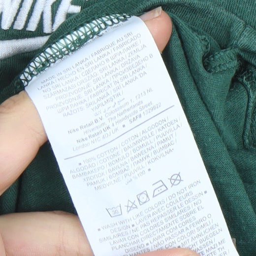 Nike Men's Green Medium Crew Neck Cotton T-Shirt