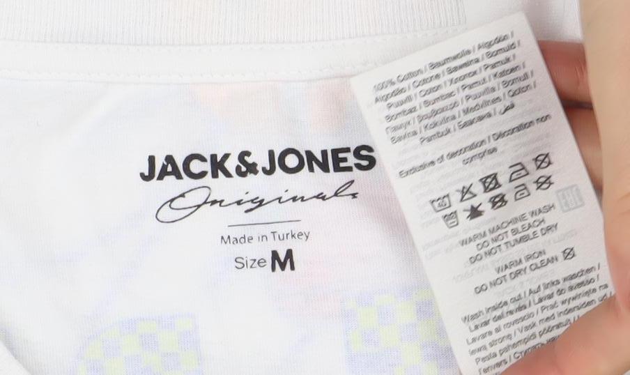 Jack & Jones Men’s White Graphic Plant-Based Cotton T-Shirt M